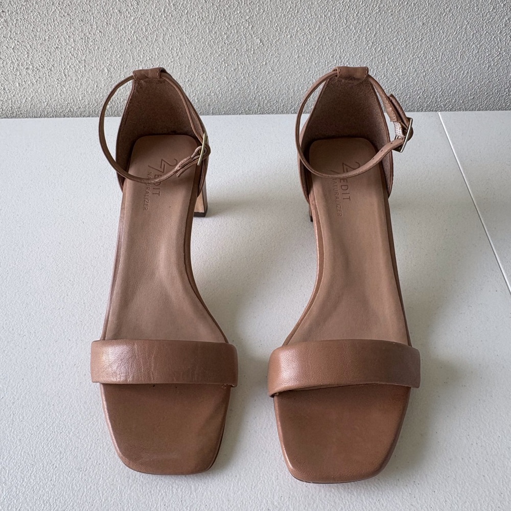 Naturalizer 27 Edit Iriss Ankle Strap Nude Dress Sandal Size 7.5W Leather Upper - Picture 2 of 10